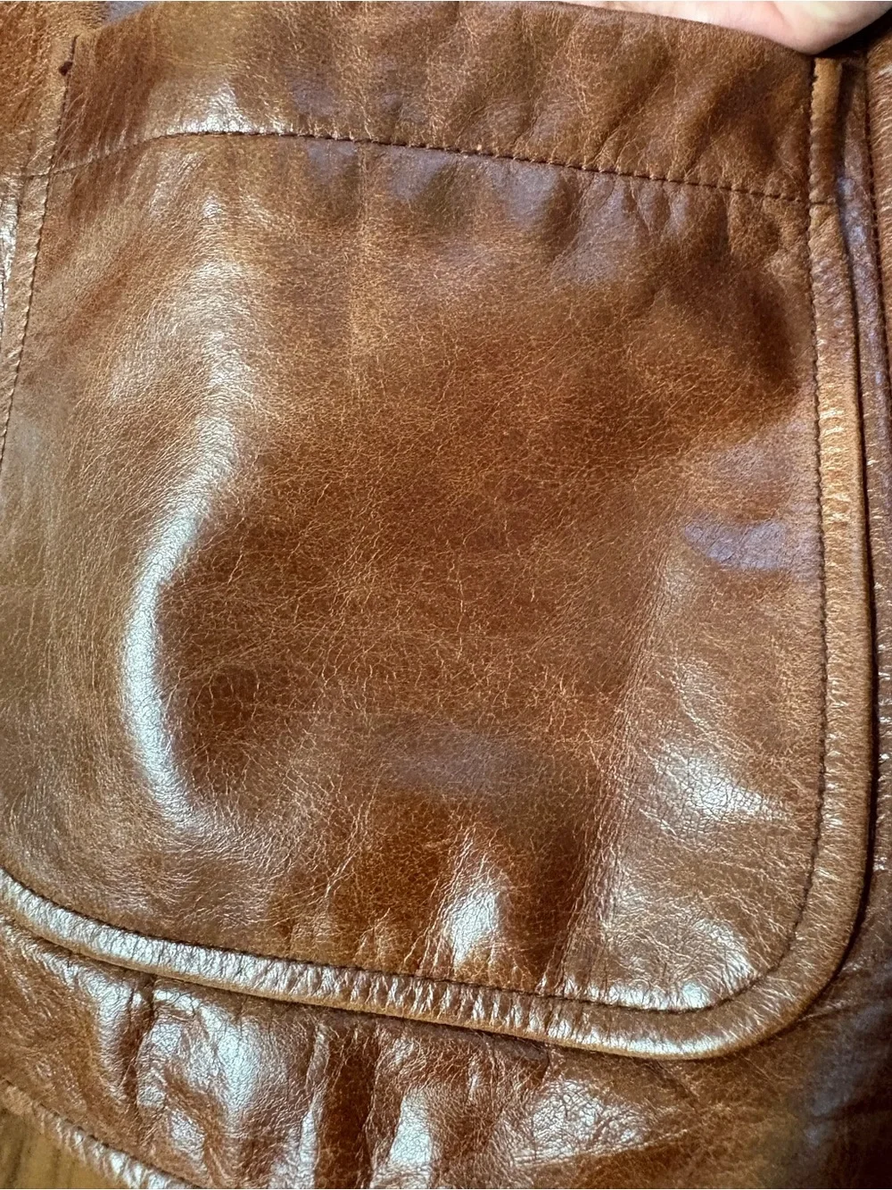 Vintage Y2K GAP Genuine Leather Blazer Cognac Brown XL Shoulder 18” Sleeves 24.5